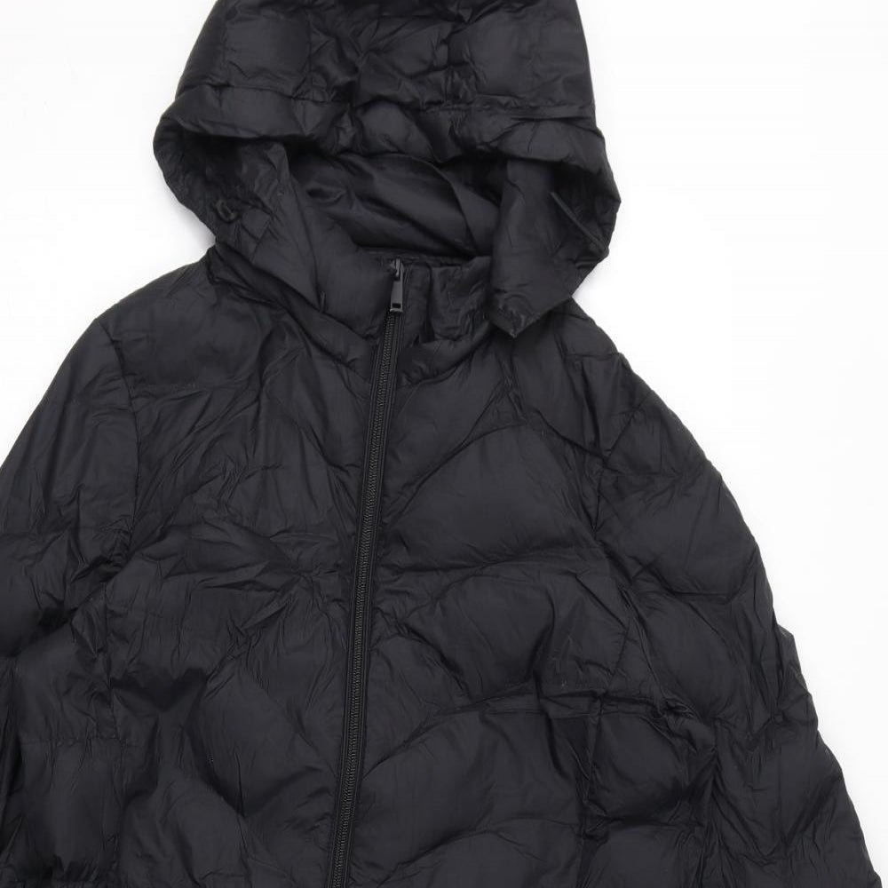 Marks and Spencer Womens Black Quilted Coat Size 16 Zip
