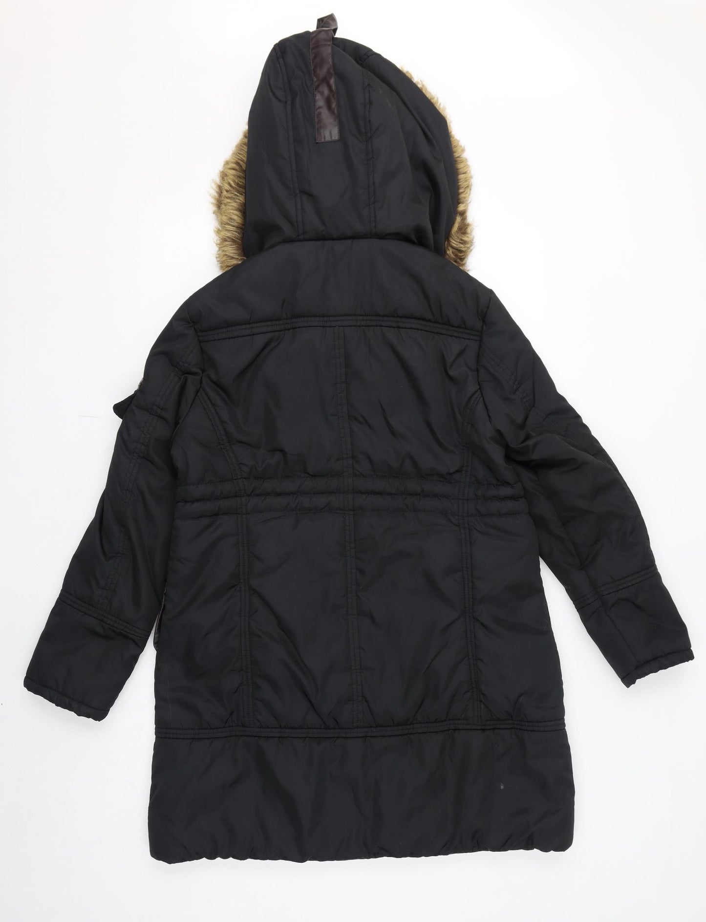 J. Stars Womens Black Parka Coat Size XL Zip - Faux Fur Hood