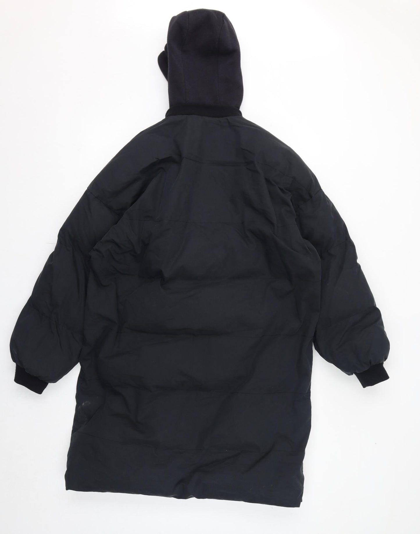 Missguided Womens Black Quilted Coat Size 6 Zip - Hooded