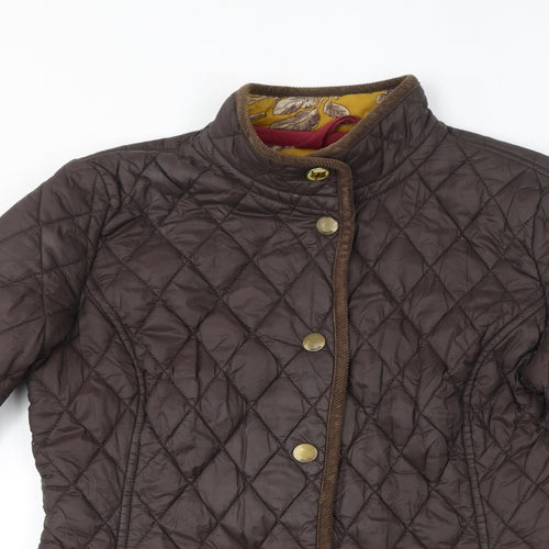 Joules Womens Brown Quilted Jacket Size 10 Button