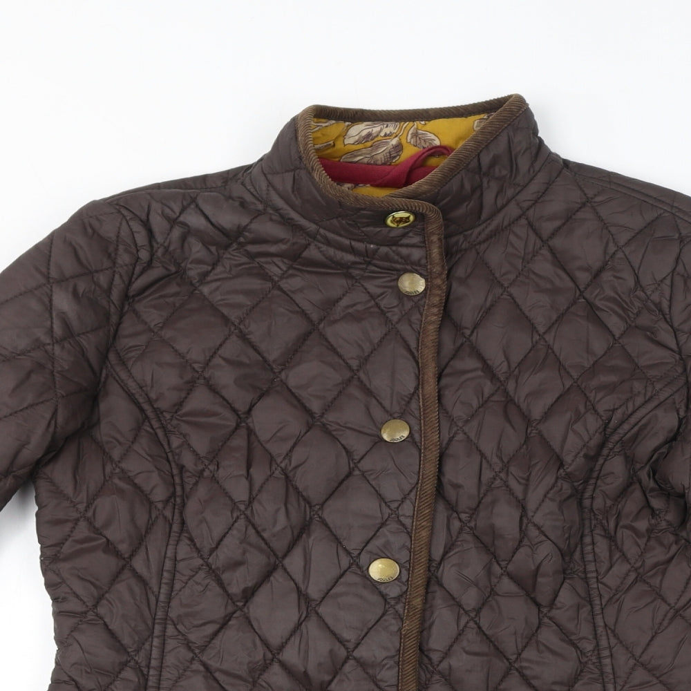 Joules Womens Brown Quilted Jacket Size 10 Button