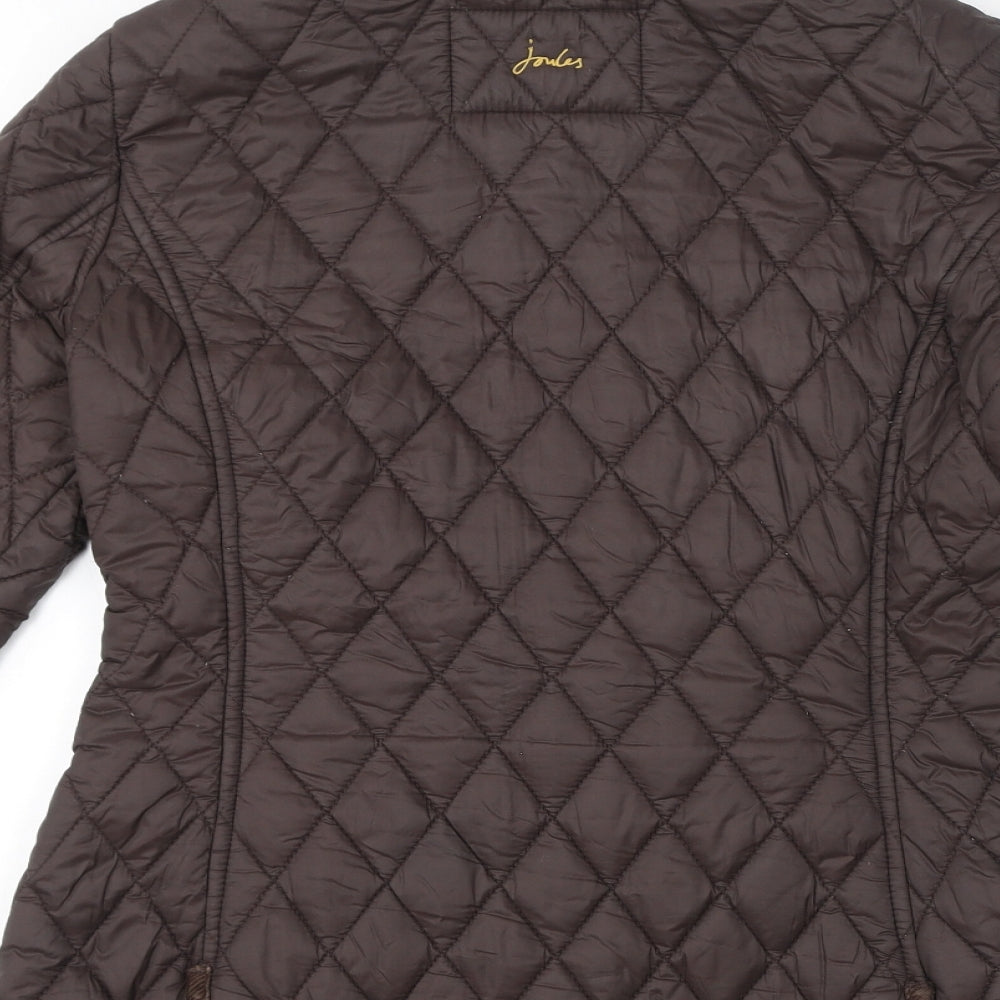 Joules Womens Brown Quilted Jacket Size 10 Button