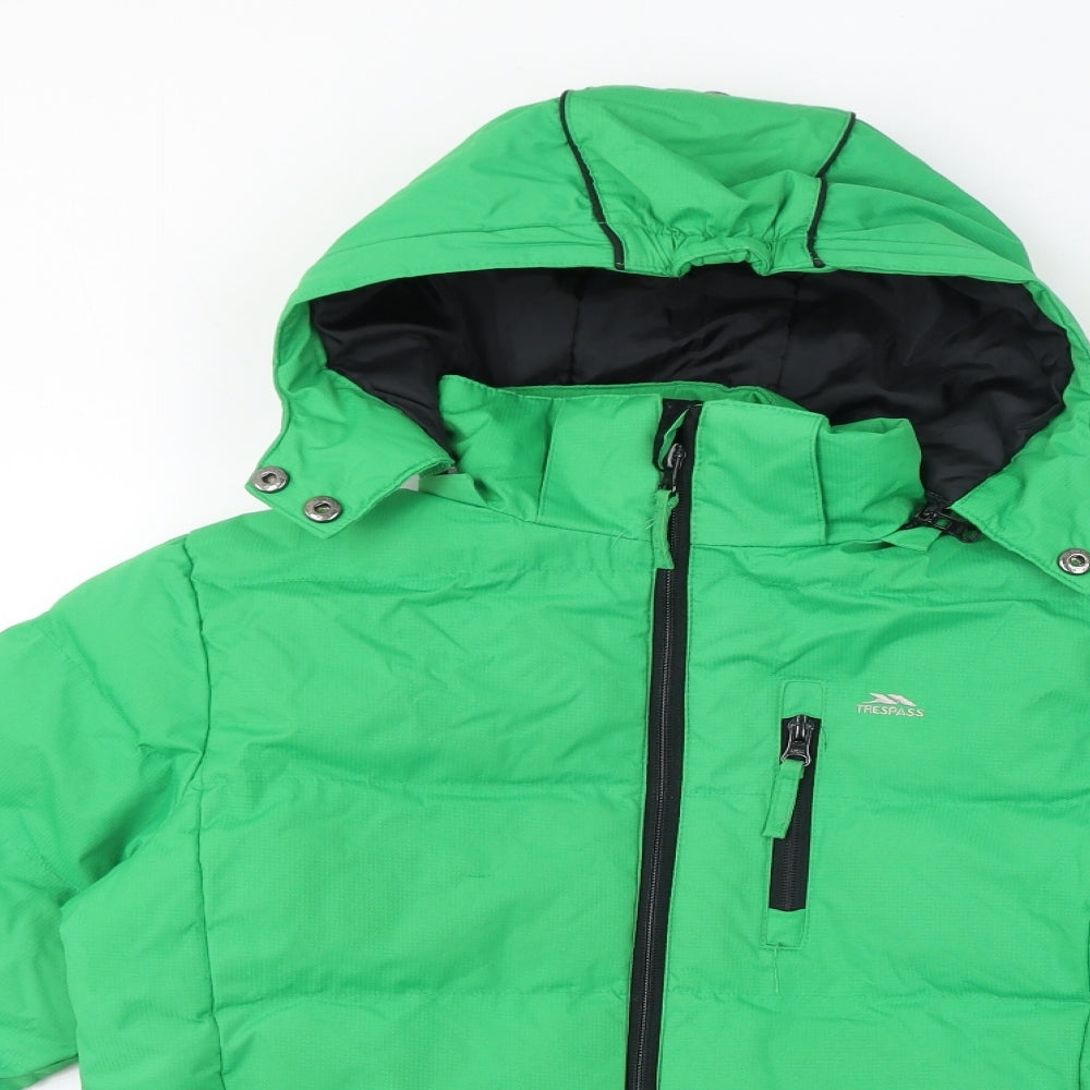 Trespass Boys Green Rain Coat Coat Size 9-10 Years Zip