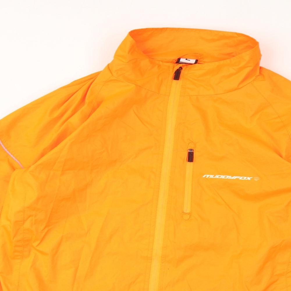 Muddy Fox Womens Orange Windbreaker Jacket Size L Zip - Reflective, Neon