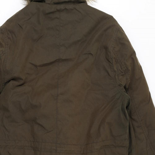 Admiral Womens Green Parka Coat Size M Zip - Faux Fur Hood