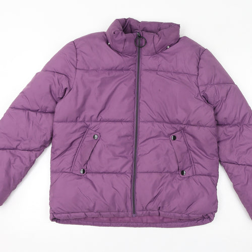 H&M Girls Purple Puffer Jacket Jacket Size 12-13 Years Zip