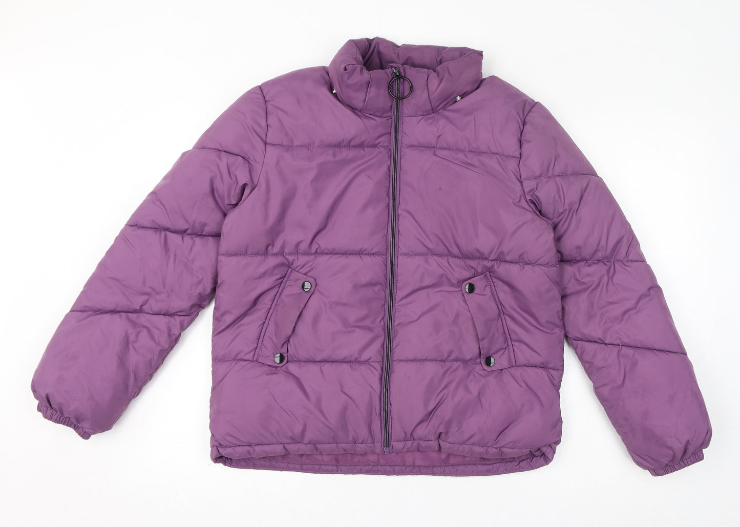 H&M Girls Purple Puffer Jacket Jacket Size 12-13 Years Zip