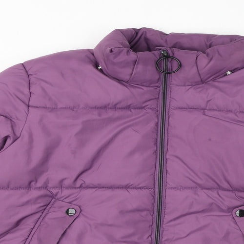 H&M Girls Purple Puffer Jacket Jacket Size 12-13 Years Zip