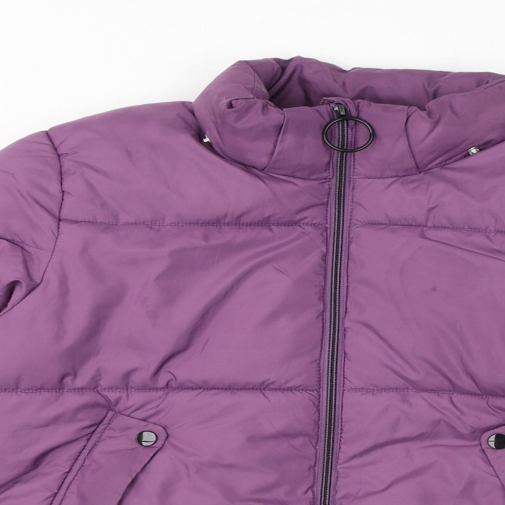 H&M Girls Purple Puffer Jacket Jacket Size 12-13 Years Zip