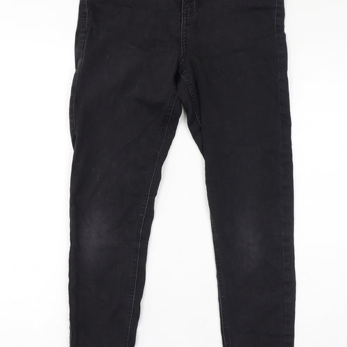 Marks and Spencer Womens Black Cotton Skinny Jeans Size 10 L28 in Regular Zip - Super Skinny