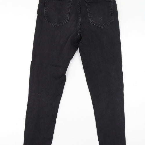 Marks and Spencer Womens Black Cotton Skinny Jeans Size 10 L28 in Regular Zip - Super Skinny