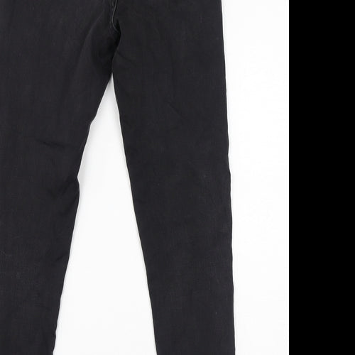 Marks and Spencer Womens Black Cotton Skinny Jeans Size 10 L28 in Regular Zip - Super Skinny