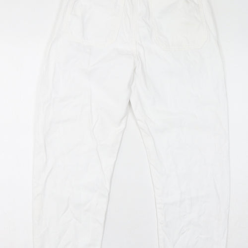 Zara Womens White Cotton Mom Jeans Size 4 L25 in Regular Zip