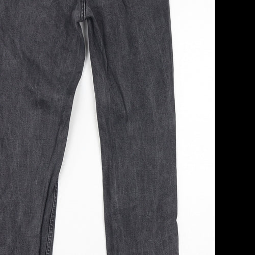 Topshop Womens Black Cotton Mom Jeans Size 26 L32 in Regular Zip - Distressed Hem