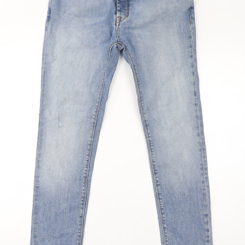 Topman Mens Blue Cotton Skinny Jeans Size 34 in L30 in Regular Button