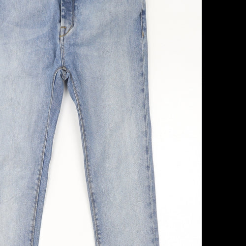 Topman Mens Blue Cotton Skinny Jeans Size 34 in L30 in Regular Button