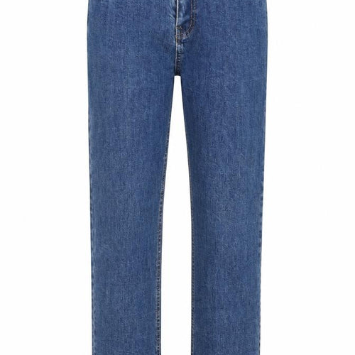M Day Womens Blue Cotton Straight Jeans Size L L25 in Regular Zip - Distressed Hem