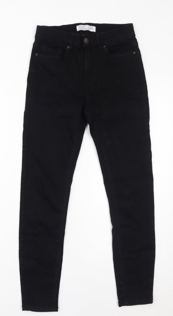 365 Denim Womens Black Cotton Skinny Jeans Size 8 L26 in Regular Zip