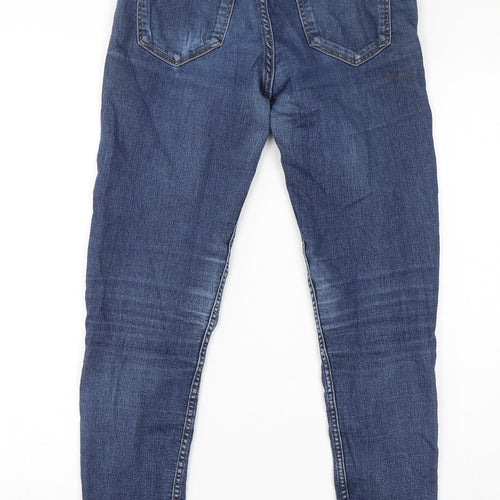 Divided by H&M Womens Blue Cotton Skinny Jeans Size 10 L28 in Regular Zip - Distressed Knee