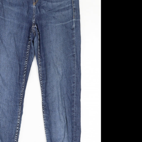 Divided by H&M Womens Blue Cotton Skinny Jeans Size 10 L28 in Regular Zip - Distressed Knee