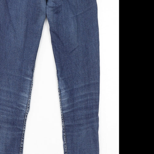 Divided by H&M Womens Blue Cotton Skinny Jeans Size 10 L28 in Regular Zip - Distressed Knee