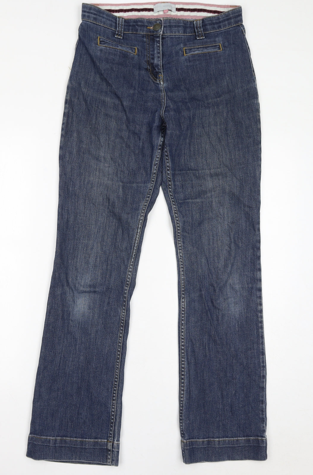 John Lewis Womens Blue Cotton Straight Jeans Size 12 L32 in Regular Zip