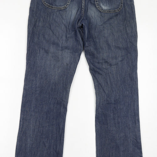 John Lewis Womens Blue Cotton Straight Jeans Size 12 L32 in Regular Zip