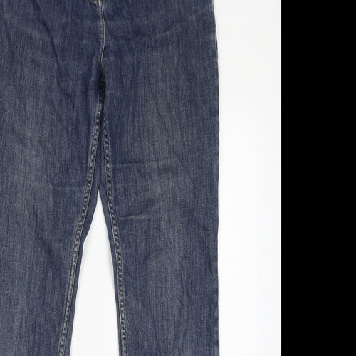 John Lewis Womens Blue Cotton Straight Jeans Size 12 L32 in Regular Zip
