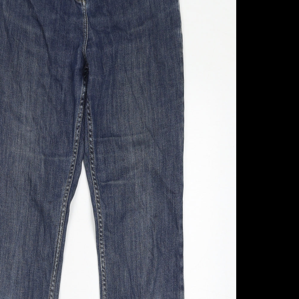 John Lewis Womens Blue Cotton Straight Jeans Size 12 L32 in Regular Zip