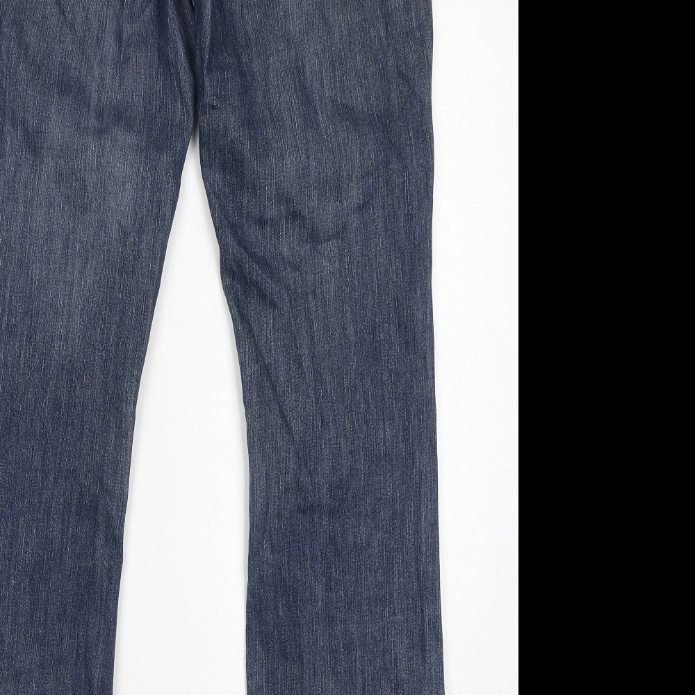 John Lewis Womens Blue Cotton Straight Jeans Size 12 L32 in Regular Zip