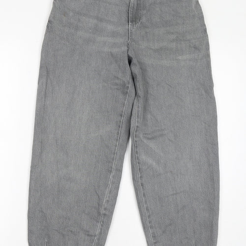 Marks and Spencer Womens Grey Cotton Mom Jeans Size 8 L26 in Regular Zip