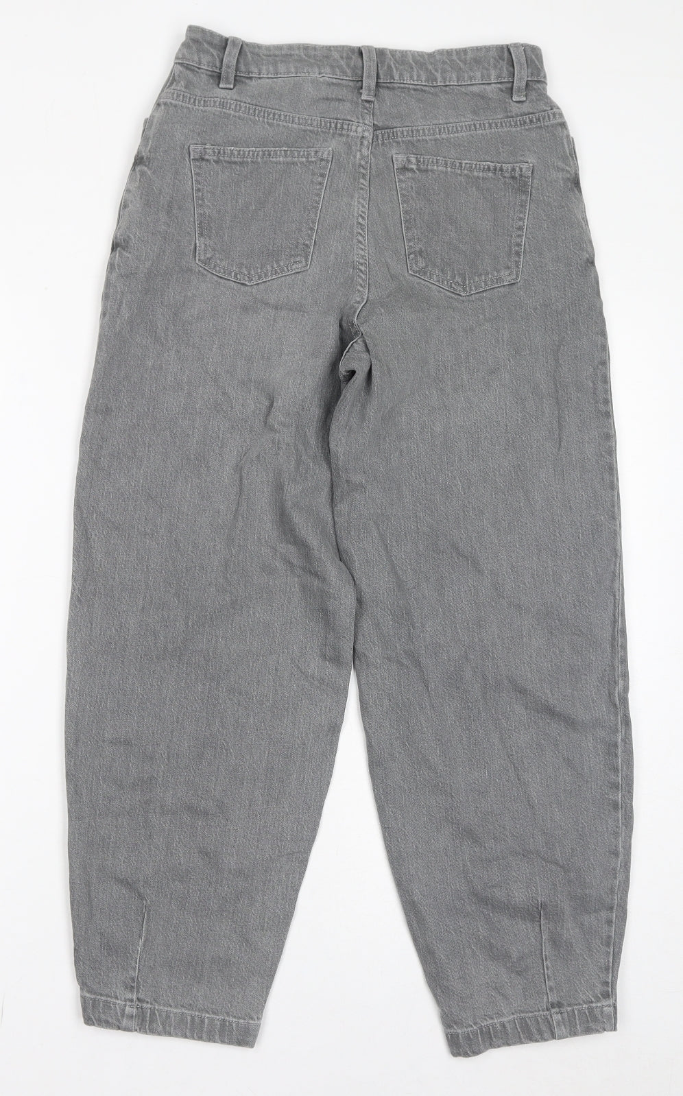 Marks and Spencer Womens Grey Cotton Mom Jeans Size 8 L26 in Regular Zip
