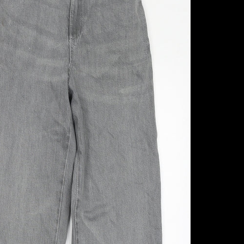 Marks and Spencer Womens Grey Cotton Mom Jeans Size 8 L26 in Regular Zip