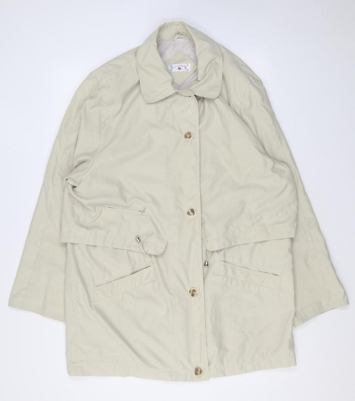 Variations Womens Beige Overcoat Coat Size 16 Button