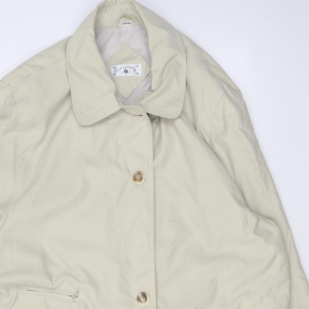 Variations Womens Beige Overcoat Coat Size 16 Button