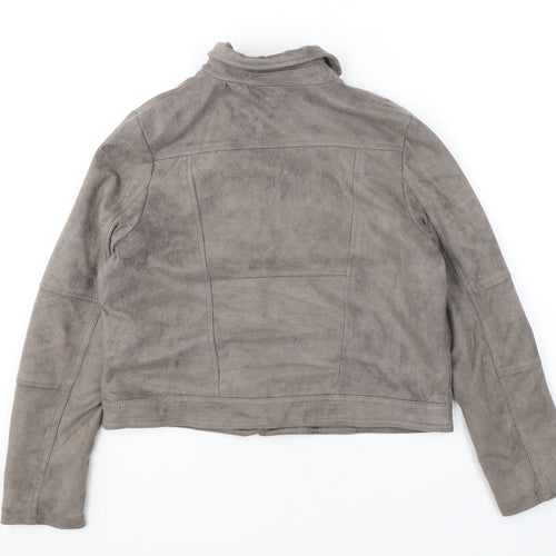 River Island Girls Brown Biker Jacket Size 11 Years Zip