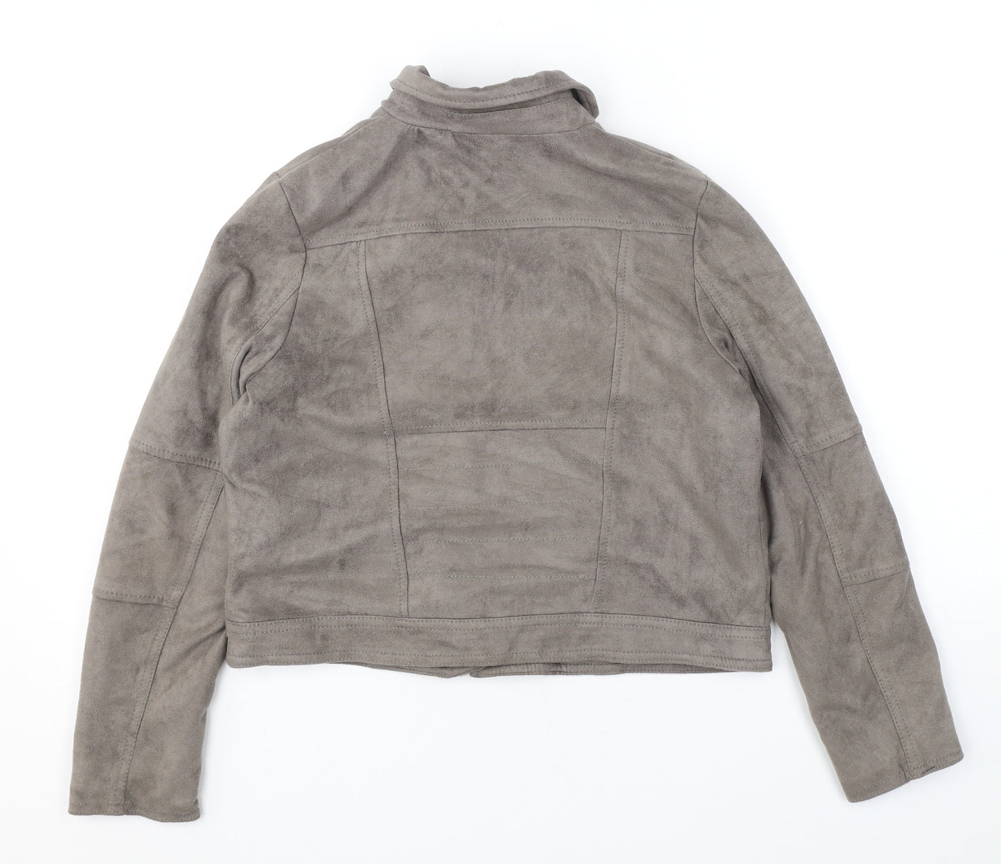 River Island Girls Brown Biker Jacket Size 11 Years Zip