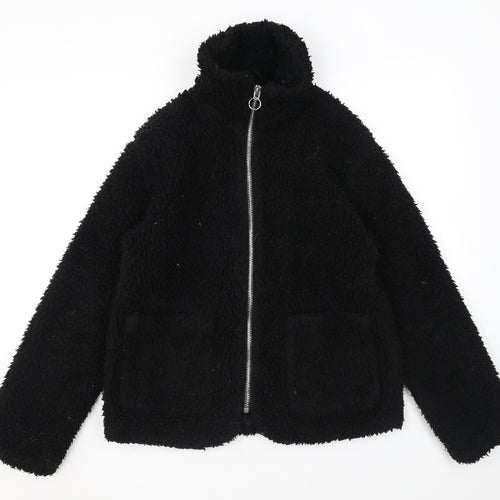 Topshop Womens Black Jacket Size S Zip - Teddy Bear Style