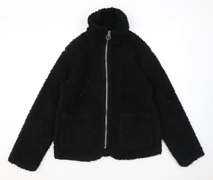 Topshop Womens Black Jacket Size S Zip - Teddy Bear Style