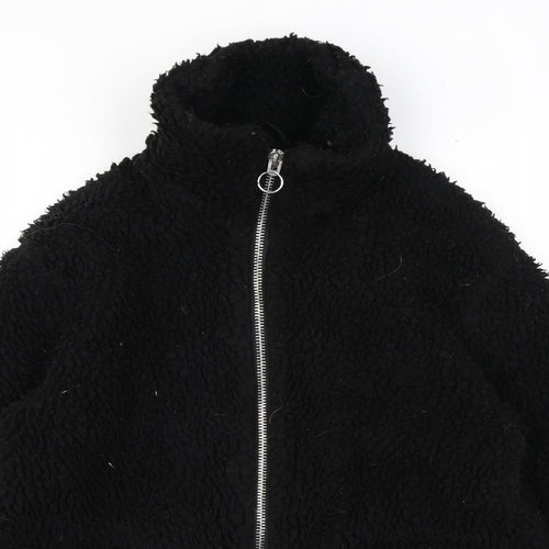 Topshop Womens Black Jacket Size S Zip - Teddy Bear Style
