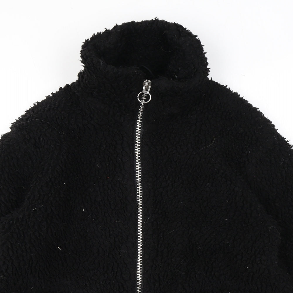 Topshop Womens Black Jacket Size S Zip - Teddy Bear Style