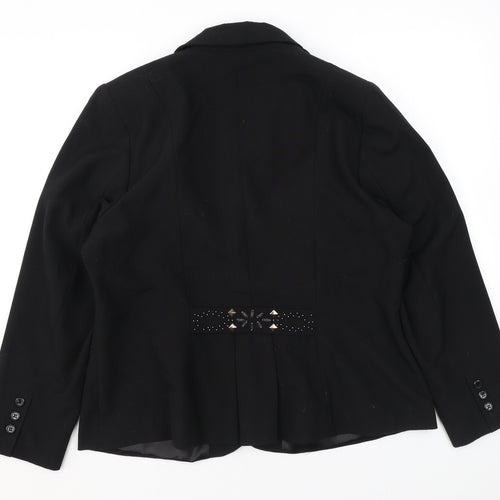 Changes By Together Womens Black Jacket Blazer Size 18 Button - Beading