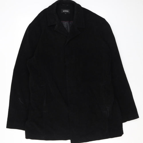 Thomas Nash Mens Black Overcoat Coat Size L Button