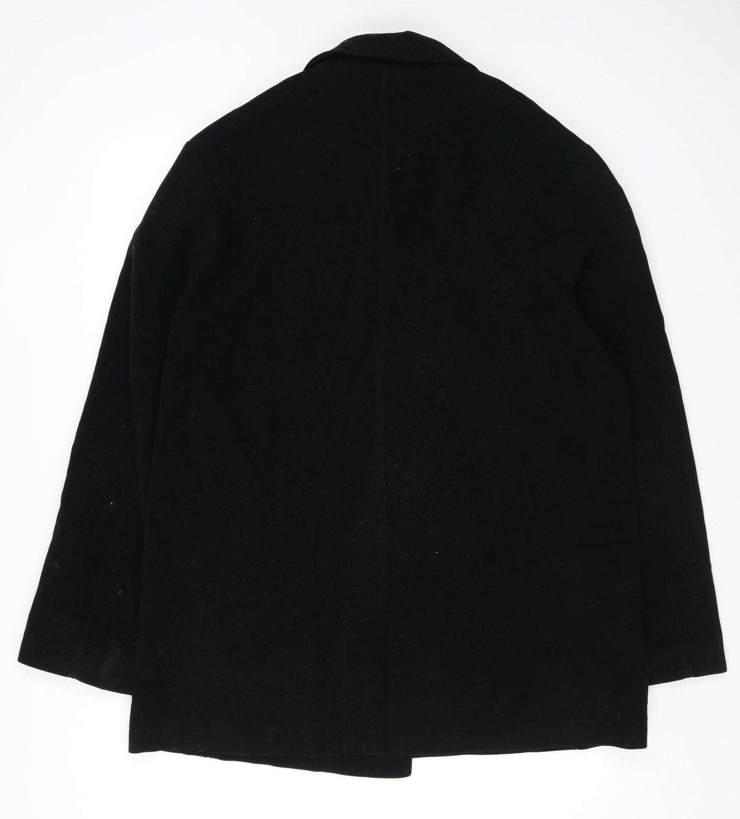 Thomas Nash Mens Black Overcoat Coat Size L Button