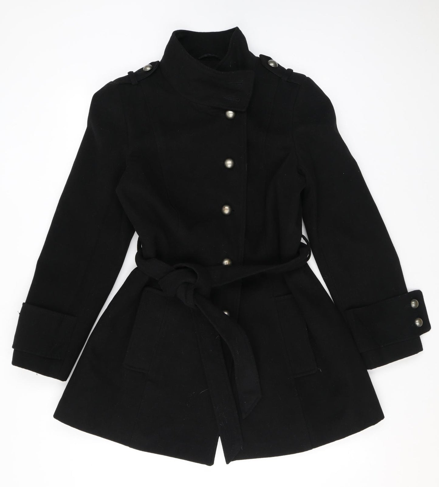 Dorothy Perkins Womens Black Overcoat Coat Size 16 Button