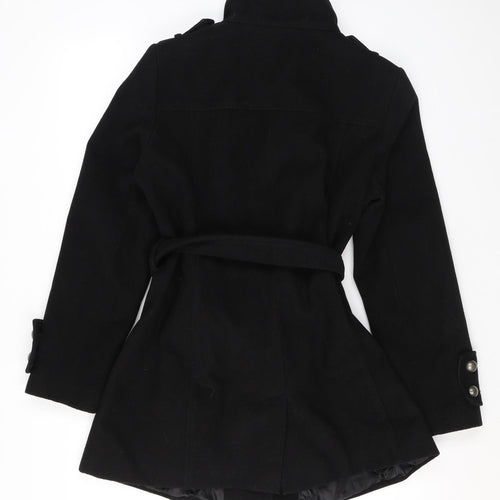Dorothy Perkins Womens Black Overcoat Coat Size 16 Button