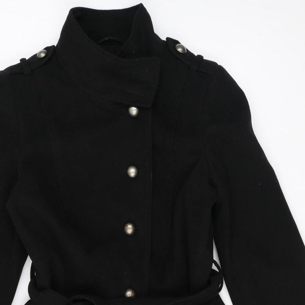 Dorothy Perkins Womens Black Overcoat Coat Size 16 Button