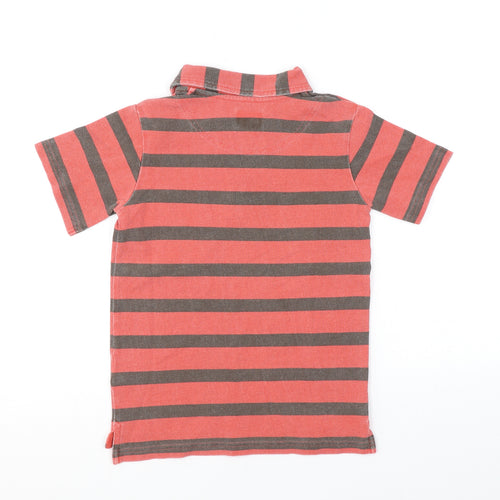 Boden Boys Red Striped Cotton Basic Polo Size 5-6 Years Collared Button