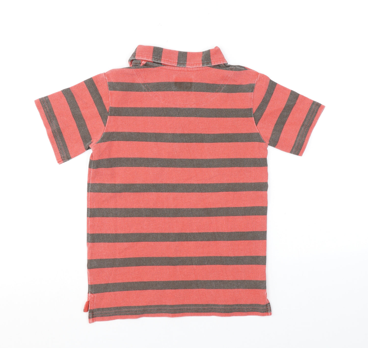 Boden Boys Red Striped Cotton Basic Polo Size 5-6 Years Collared Button