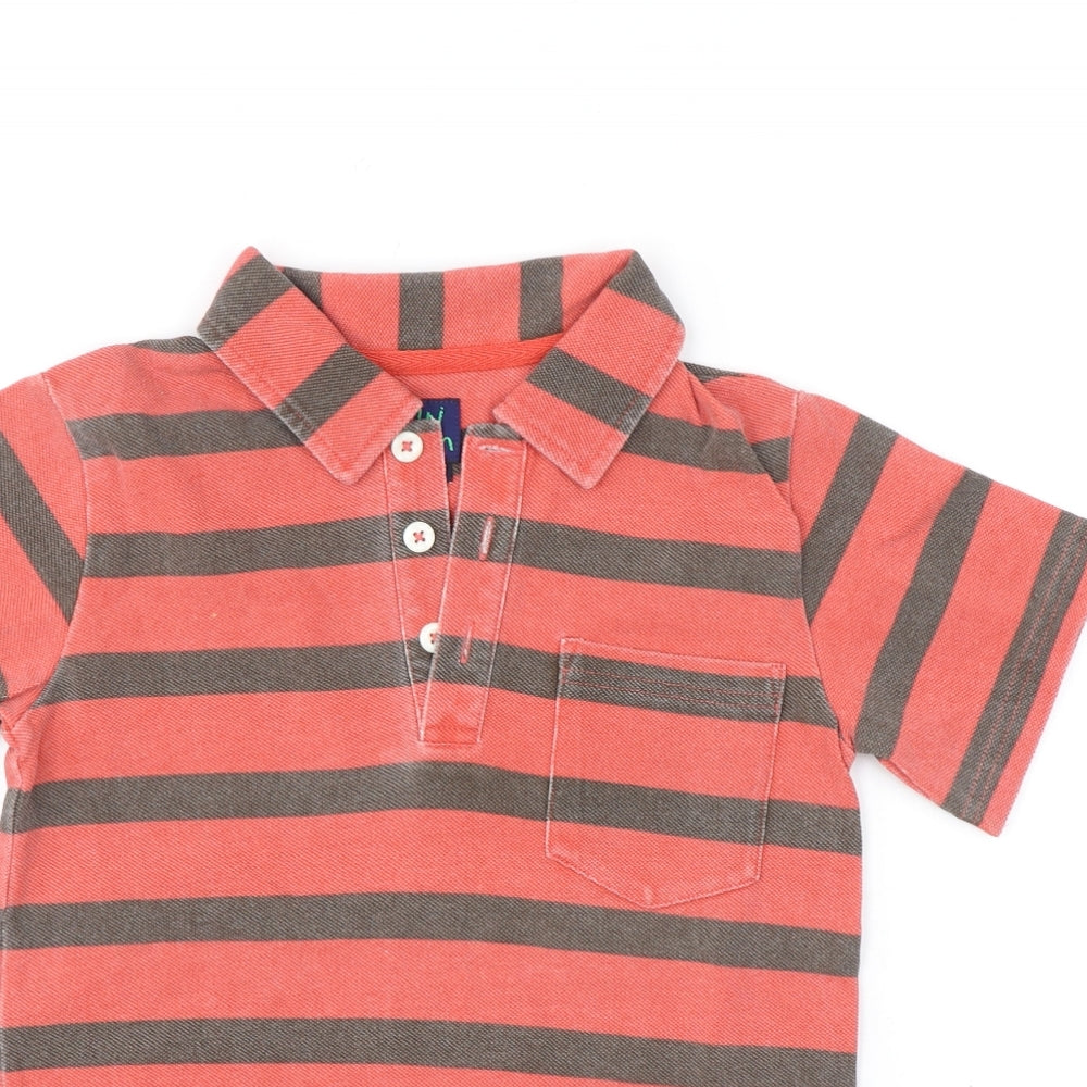 Boden Boys Red Striped Cotton Basic Polo Size 5-6 Years Collared Button